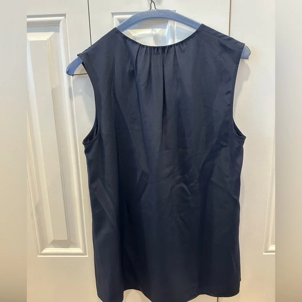 Tory Burch Jess Silk Tie-Neck Sleeveless Top size 2 in Navy Blue NWT